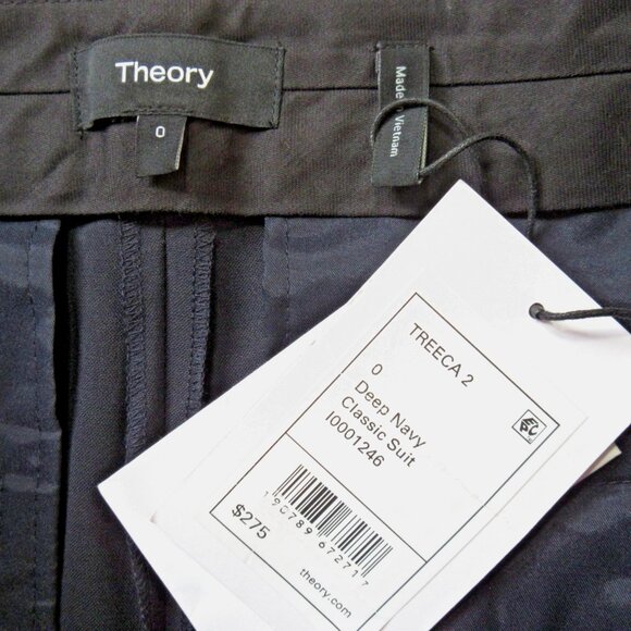 NWT Theory Treeca in Deep Navy Classic Suit Wool Stretch Ankle Pants 0 - Picture 3 of 4
